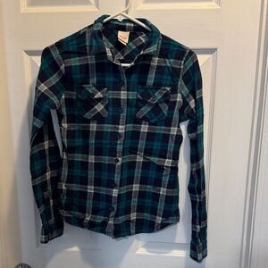 Mossimo Supply Co. Blue and Green Plaid Button Down Shirt